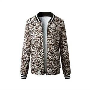 NEW SUPREME FASHION women's long sleeve bomber jacket in leopard print